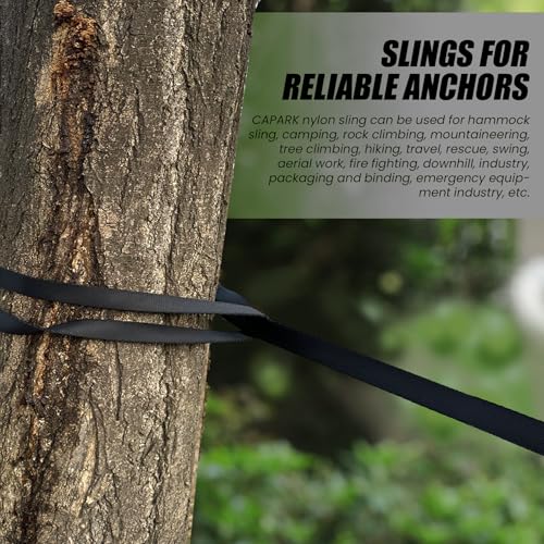 18MM Nylon Climbing Slings - 23kN Strong Webbing Strap - 60cm Black