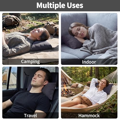 MOON LENCE Grey Medium 2 Pack Camping & Travel Pillows with Washable Covers