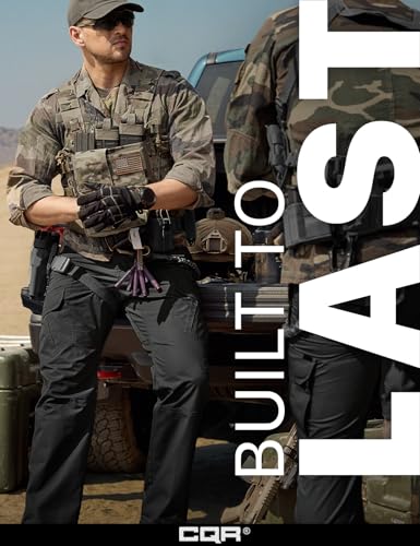 Men's Tactical Pants - Water Resistant Cargo Pants - Mag Pocket Black, 34W x 32L
