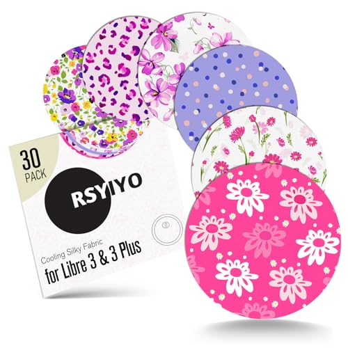 30Pack Waterproof Libre 3 Plus Sensor Covers - Floral Fantasy, Easy-Peel Backing