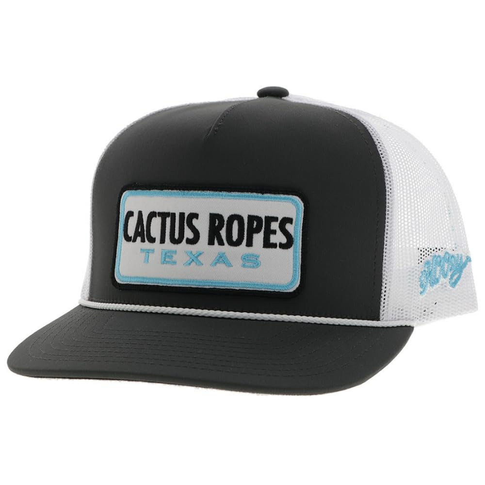 HOOEY Cactus Ropes Texas Patch Trucker Hat for Men – Adjustable Snapback Mesh Baseball Cap - Breathable Mesh - Western Trucker Hat for Ranch, Work, & Everyday Wear - One-Size - Charcoal/White
