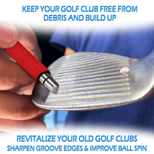 Golf Club Groove Sharpener & Cleaner Tool for Wedges and Irons - Red