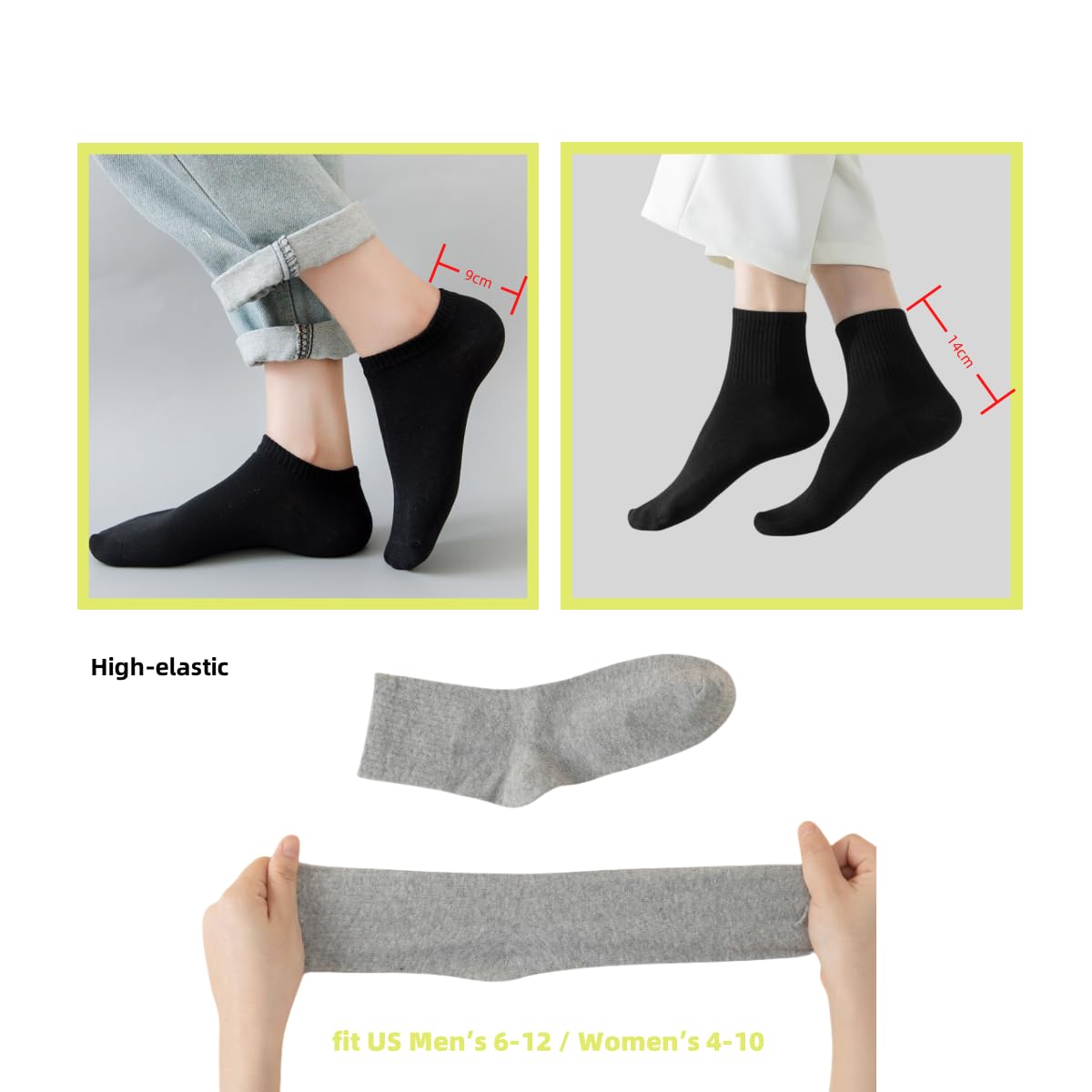 VEHICAR 60 Pairs Bulk Socks Individually Packaged, One Size Unisex Casual Athletic Sock for Running Gym Travel Trips, Low-Cut Ankle Ideal for Homeless Donation, Men & Women Universal