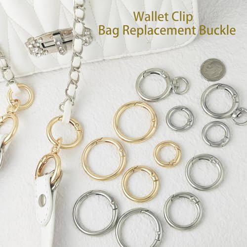 16PCS Keyring Alternative Metal Spring O Ring Set, Mixed Sizes Round