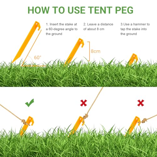 9 Inch Heavy Duty Plastic Tent Stakes - 10 Pack for Tents & Canopies