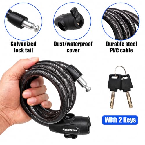 Heavy Duty Bicycle Lock Cable with Mounting Bracket & 2 Keys