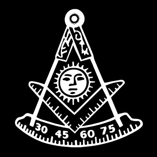 Masonic Vinyl Decal with Square & Protractor - Black - 6 Inch