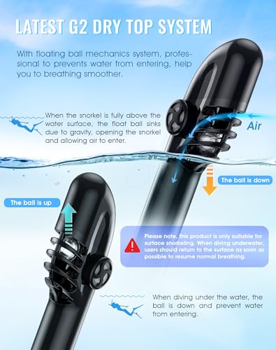 Full Face Snorkel Mask for Adults - 180° Panoramic View, Anti-Fog, Black / Large / X-Large