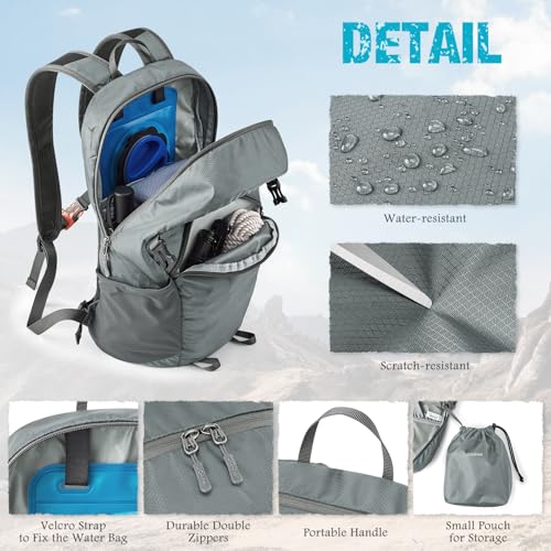G4Free 25L Lightweight Hiking Backpack for Men Women - Grey