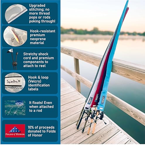 Premium Neoprene Fishing Rod Sleeve – Floating, Puncture Resistant, Labeled Protective Sock for Casting, Spinning, Trolling Fishing Rods