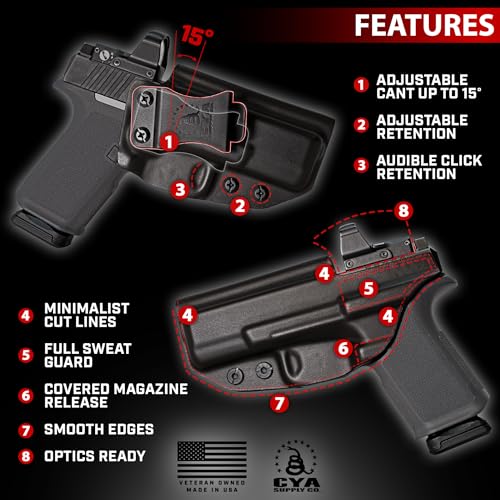 Optics Ready IWB Holster for Glock 43/43X - Right Hand - Black