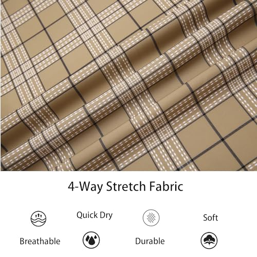 Boys Button Down Short Sleeve Plaid Dress Shirt - Khaki, 10 Years