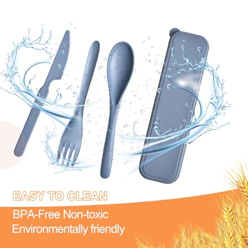Reusable Utensils Set with Case - 4 Sets for Travel & Camping