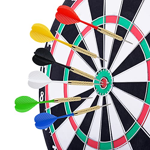 18 Pack Steel Tip Darts Set - 18g Metal Dart Set - Gold