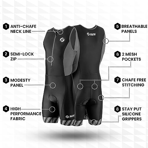Men's Sleeveless Triathlon Suit - Lightweight Trisuit with 2 Pockets