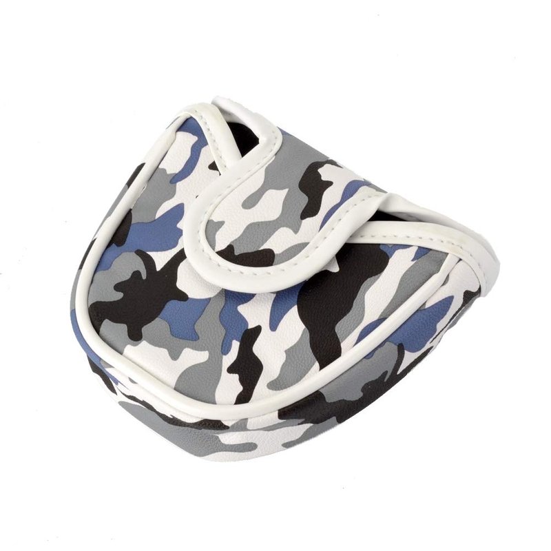 GOOACTION Camo Blue Golf Mallet Putter Head Cover - Magnetic Closure, Camouflage Pattern, Synthetic Leather Protector for Heel Shaft Putters