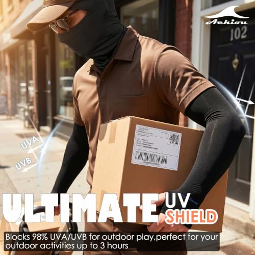 UV Protection Cooling Arm Sleeves for Sports - 1 Pair Black