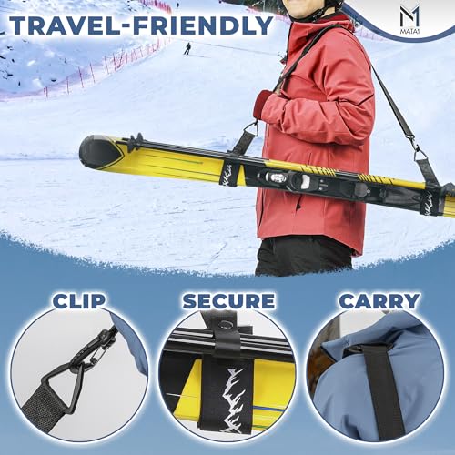 Ski Strap & Pole Carrier - Adjustable Shoulder Strap - 2 Pack