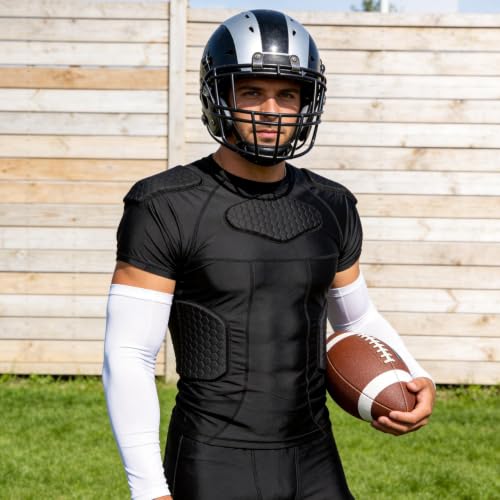 Eicolorte Men Padded Chest Rib Protector Shirt Small Black Football Gear