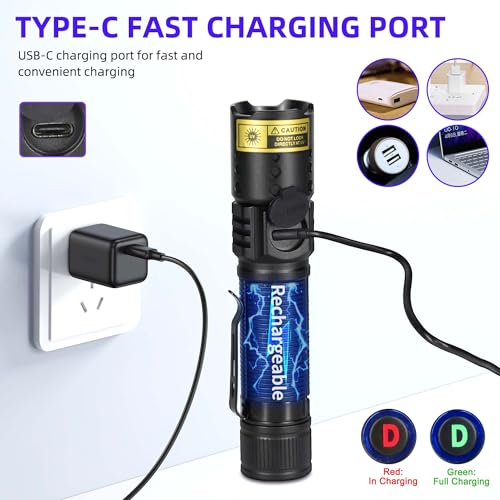 UV Flashlight Black Light 365nm, Mini Powerful 3xLED Ultraviolet Blacklight Rechargeable Woods Lamp, Handheld Pet Urine Detector for Dog/Cat Urine, Stains, Resin Curing, Rocks Finder