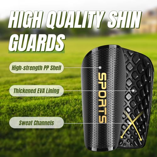 Soccer Shin Guards for Kids, Youth and Adults, Includes Optimized