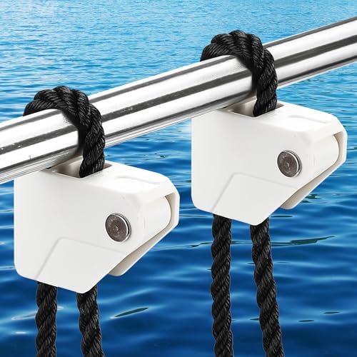 KEMIMOTO White Boat Fender Clips - Adjustable Quick Release Marine Cleats (2 pcs)