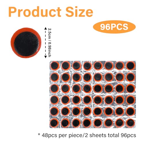 96Pcs Round Rubber Bike Tire Patches - Bicycle Repair Kit