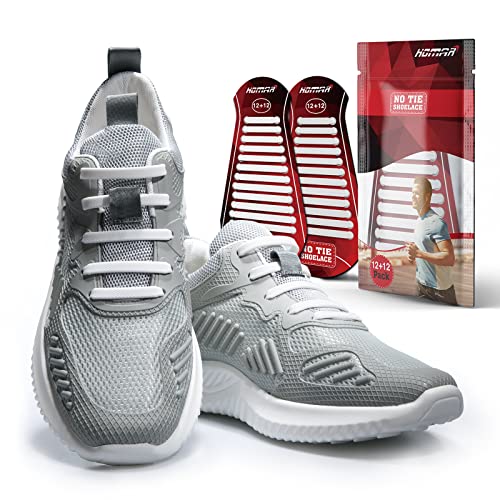No Tie Shoelaces for Kids & Adults - Elastic Tieless in White