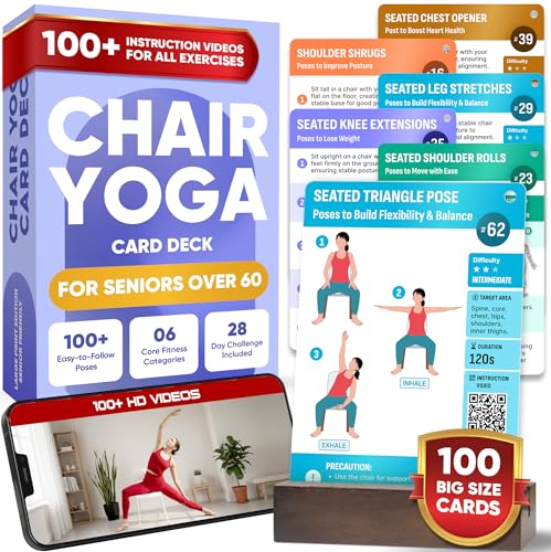 Chair Yoga Card Set for Seniors - 100+ Exercises & 28-Day Challenge