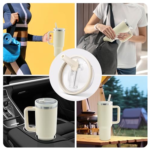 40oz Stanley Cup Replacement Lid & Straw - Beige & Beige