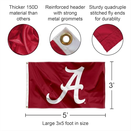 Alabama Crimson Tide Large College Flag - 3' x 5' Durable Polyester