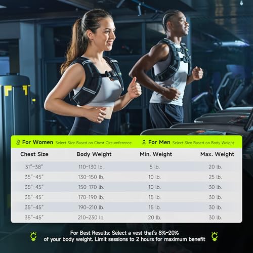 Liveet 20lb Black Weighted Vest for Men Women with Reflective Strips & Adjustable Fit