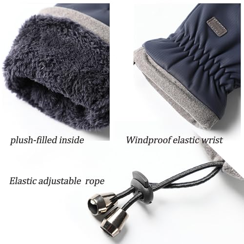 Cold Weather Motorcycle Gloves for Men - Blue, Medium