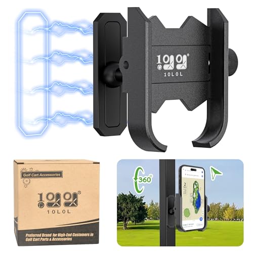10L0L Magnetic Golf Cart Phone Holder Aluminum Alloy Mount - Upgraded & Secure