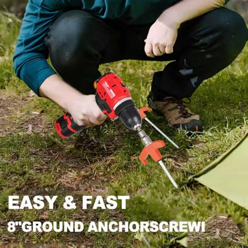 YIYAO 20 Pack Heavy Duty Screw-in Tent Stakes 8 Inch Ground Anchors with Storage Box (Orange)