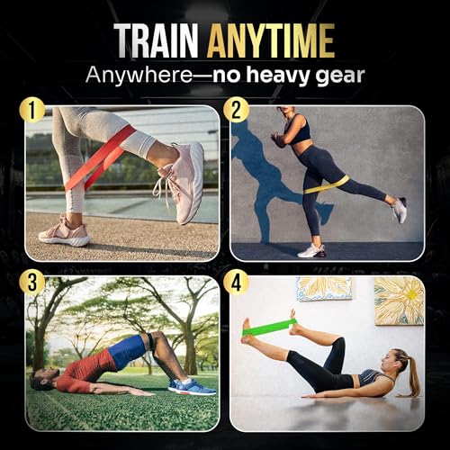 EverGo Resistance Bands Set of 5, Non-Slip Exercise Bands with Carrying Bag, 10-45 LBS Resistance Levels, Premium Latex