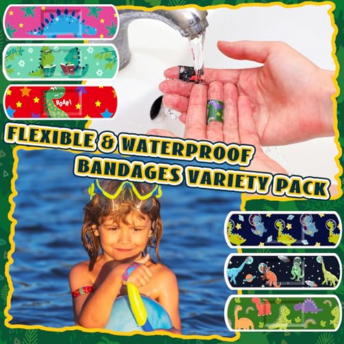 75 Pcs Kids Dinosaur Bandages - 15 Fun Adhesive Styles