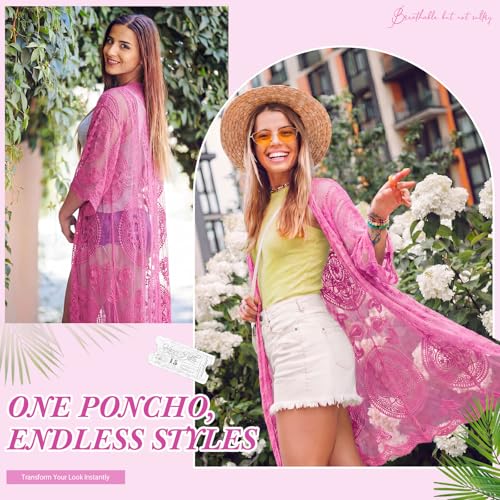 Peach Pink Lace Kimono Cardigan for Women - Funnysoft