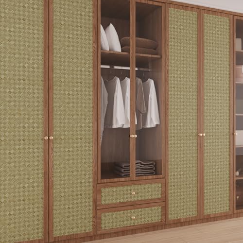 VaryPaper 15.7''x78.7'' Tan Brown Woven Grasscloth Peel and Stick Wallpaper Textured Grass Cloth Contact Paper for Cabinets Waterproof Self Adhesive Linen Vinyl Wall Paper Roll for Bedroom Living Room