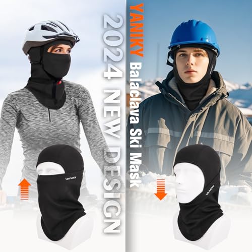 Black Thermal Balaclava Ski Mask for Men Women Winter Face Mask - YANIKY