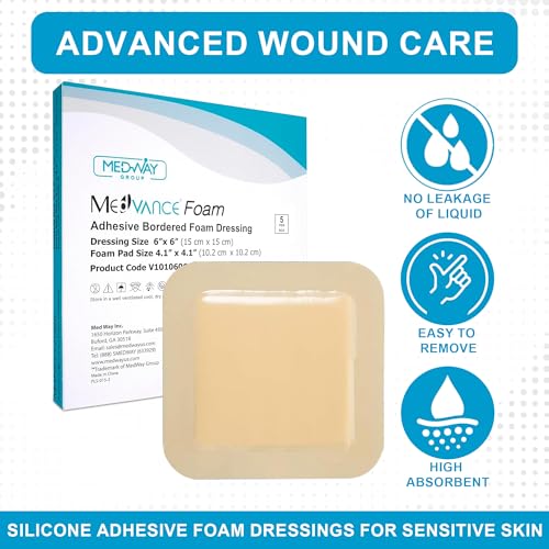 MedVance Waterproof Foam Wound Dressing 6x6 Inch, Pack of 5