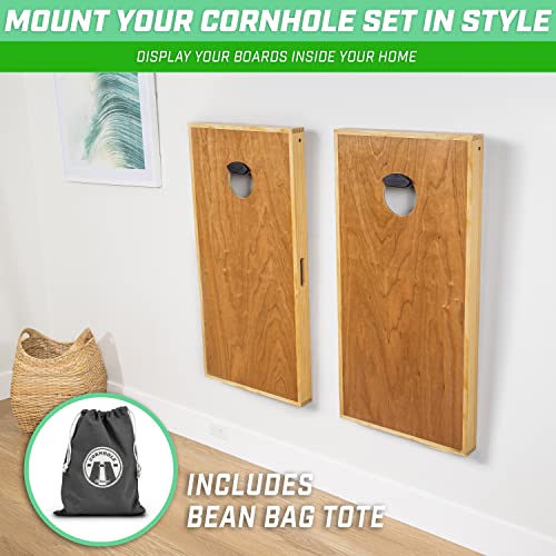 GoSports Wall Mounted Cornhole Board Hangers Set of 2 with Bean Bag Tote