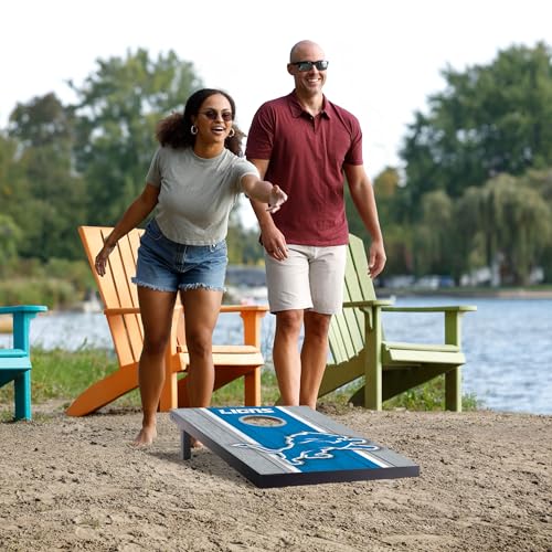 Portable Cornhole Game Set - 2' x 3' with Detroit Lions Logo Bags