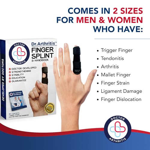 Finger Splint Kit for Trigger Finger Relief - Black, S/M