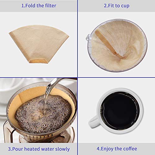 Size #4 Unbleached Cone Coffee Filters - 100 Count Paper Filters