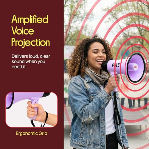 Rechargeable Megaphone with Voice Recording & AUX - Light Purple
