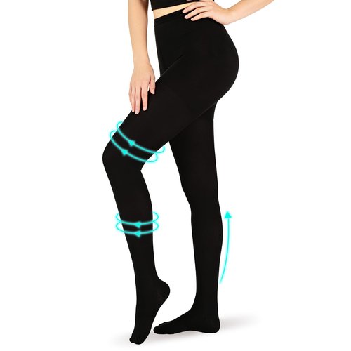 20-30mmHg Compression Pantyhose for Women Graduated Support Compression Tights Closed Toe Medical Compression Stockings High Waist Compression Leggings for Varicose Veins, Edema, DVT Black