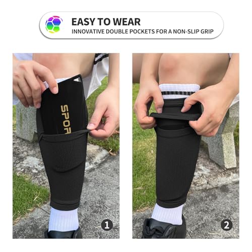 Toddler Kids Youth Soccer Shin Guards with Sleeves for Ages 3-15