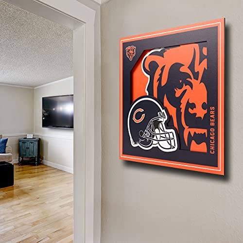 Chicago Bears 3D Logo Series Wall Art - 12” x 12”, Ready to Hang