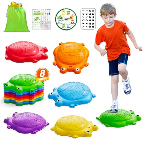 HYES 8PCS Kids Non-Slip Balance Stepping Stones Set for Indoor Outdoor Play